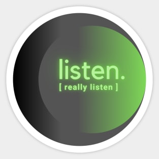 Listen | Green Grey Gradient Sticker